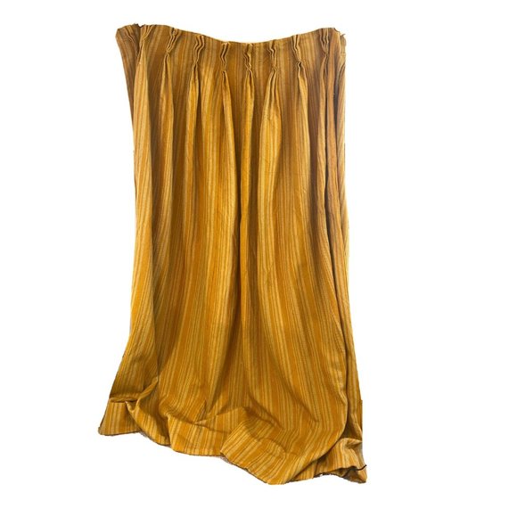 Unbranded Other - Vintage or Antique Set 4 Twill Heavy Curtains Drapes Pinch Pleat Gold Stripe HTF